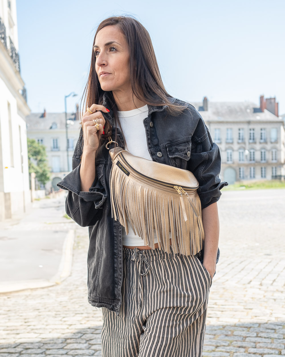 BANANE CUIR - CHAMPAGNE GRAINÉ FRANGES